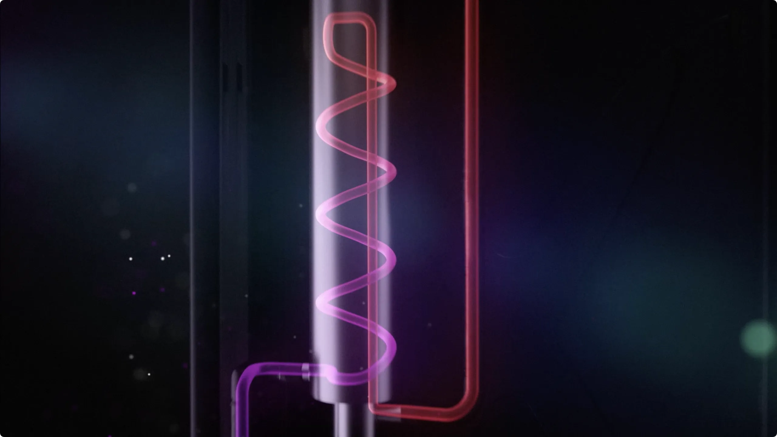 3D animation of a glowing heating coil wrapped around a pipe for Grohe Everstream